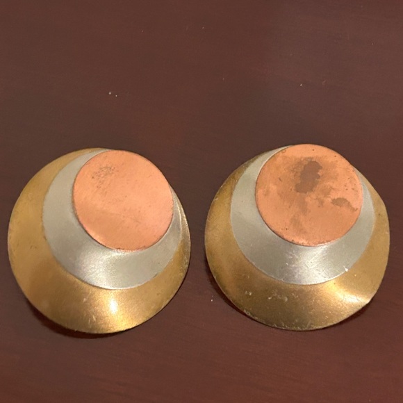 Vintage Gold, bronze and Silver Clip-On Earrings - Picture 1 of 2